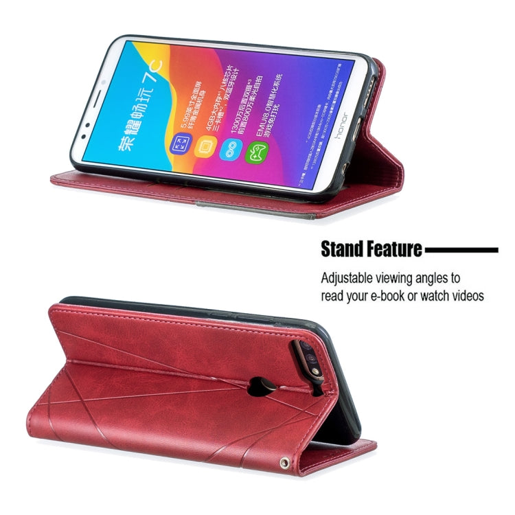 Rhombus Texture Horizontal Flip Magnetic Leather Case with Holder & Card Slots For Huawei Honor 7C / Y7 (2018)