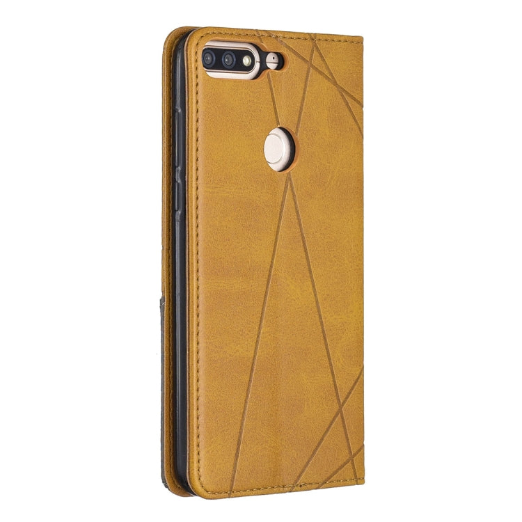 Rhombus Texture Horizontal Flip Magnetic Leather Case with Holder & Card Slots For Huawei Honor 7C / Y7 (2018)