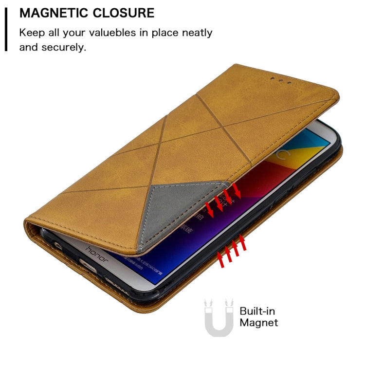 Rhombus Texture Horizontal Flip Magnetic Leather Case with Holder & Card Slots For Huawei Honor 7C / Y7 (2018)
