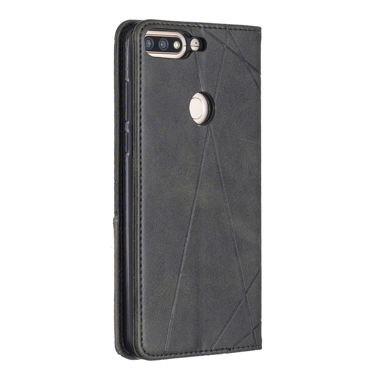 Rhombus Texture Horizontal Flip Magnetic Leather Case with Holder & Card Slots For Huawei Honor 7C / Y7 (2018)