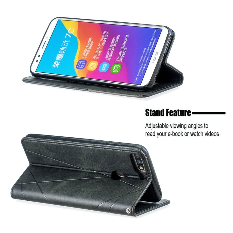 Rhombus Texture Horizontal Flip Magnetic Leather Case with Holder & Card Slots For Huawei Honor 7C / Y7 (2018)