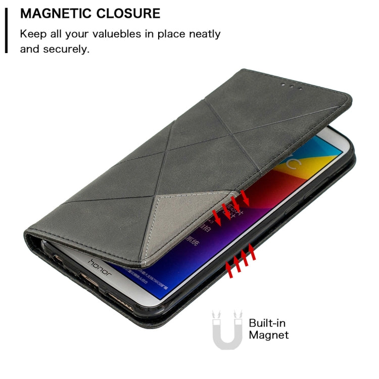 Rhombus Texture Horizontal Flip Magnetic Leather Case with Holder & Card Slots For Huawei Honor 7C / Y7 (2018)