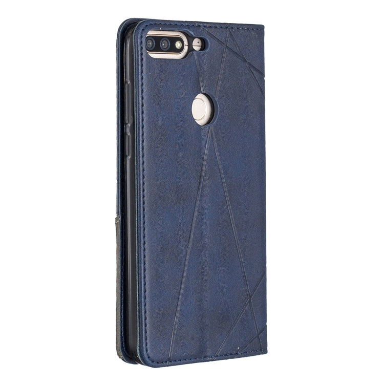Rhombus Texture Horizontal Flip Magnetic Leather Case with Holder & Card Slots For Huawei Honor 7C / Y7 (2018)