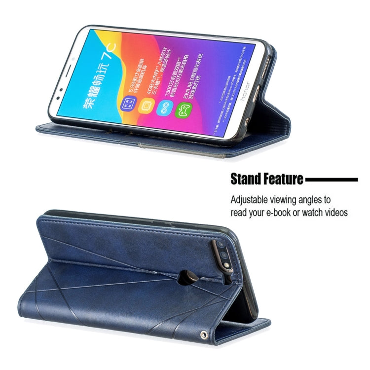 Rhombus Texture Horizontal Flip Magnetic Leather Case with Holder & Card Slots For Huawei Honor 7C / Y7 (2018)