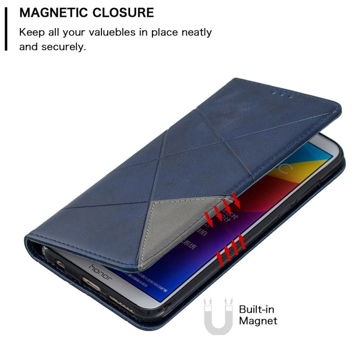 Rhombus Texture Horizontal Flip Magnetic Leather Case with Holder & Card Slots For Huawei Honor 7C / Y7 (2018)