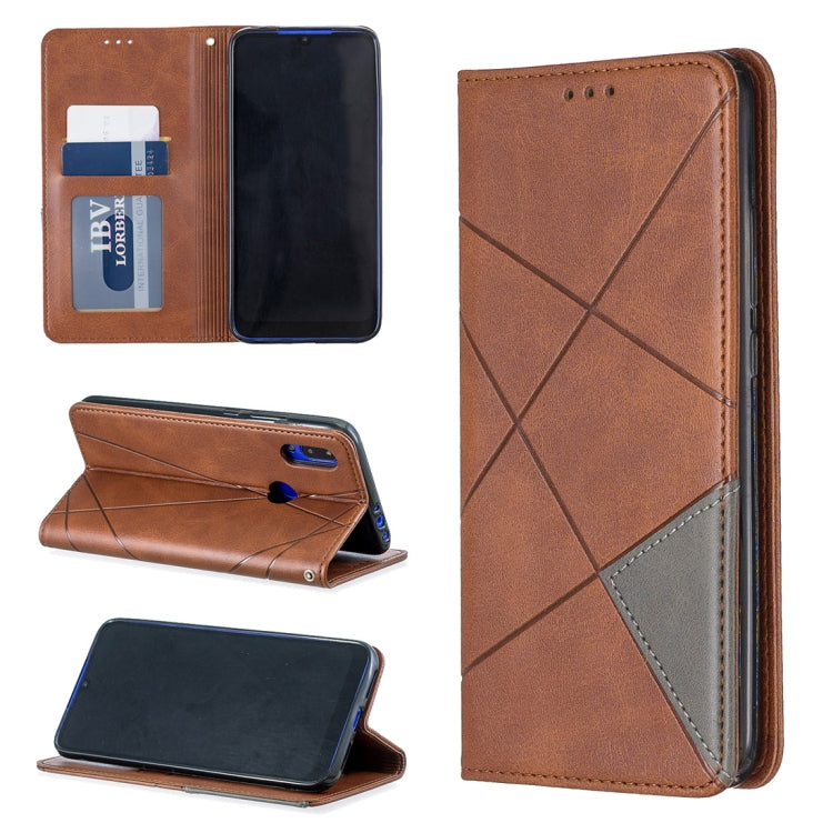 Rhombus Texture Horizontal Flip Magnetic Leather Case with Holder & Card Slots For Xiaomi Redmi 7