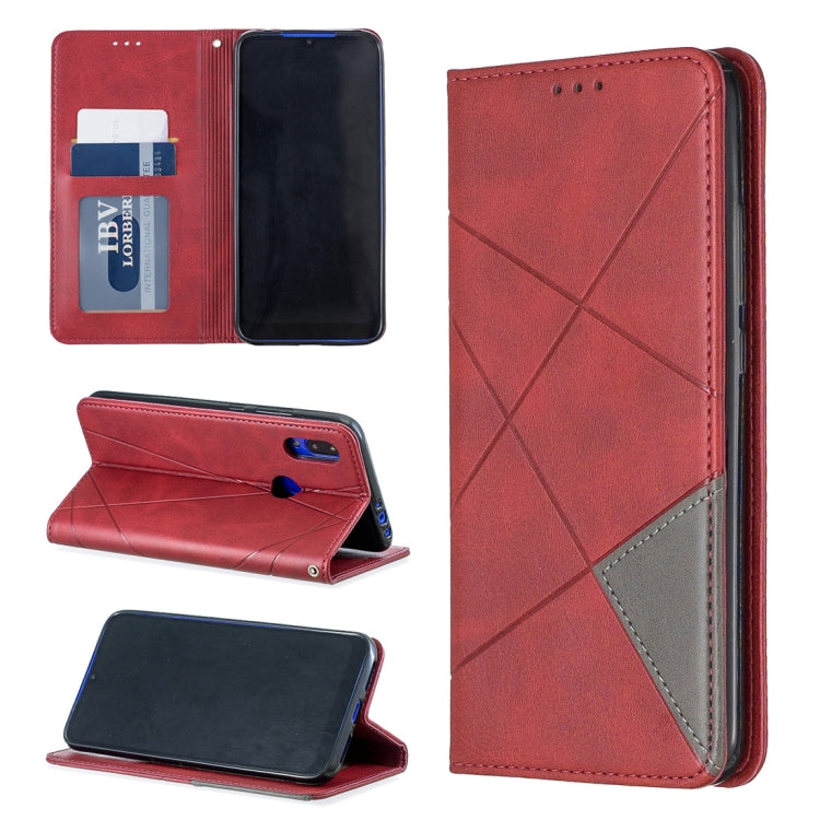 Rhombus Texture Horizontal Flip Magnetic Leather Case with Holder & Card Slots For Xiaomi Redmi 7