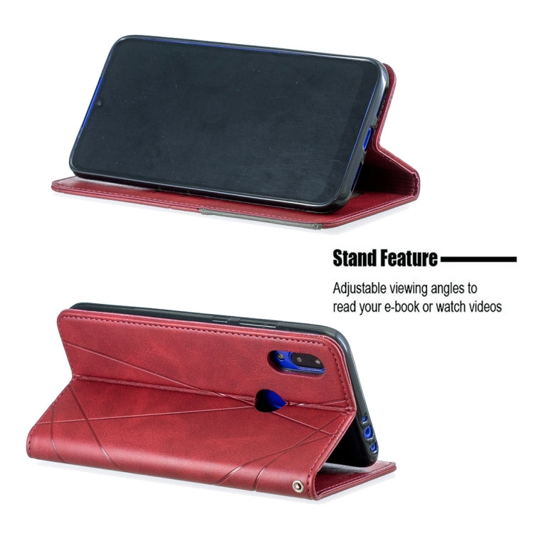 Rhombus Texture Horizontal Flip Magnetic Leather Case with Holder & Card Slots For Xiaomi Redmi 7