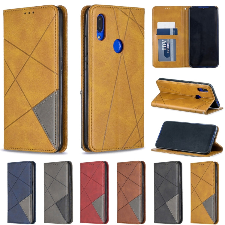 Rhombus Texture Horizontal Flip Magnetic Leather Case with Holder & Card Slots For Xiaomi Redmi 7