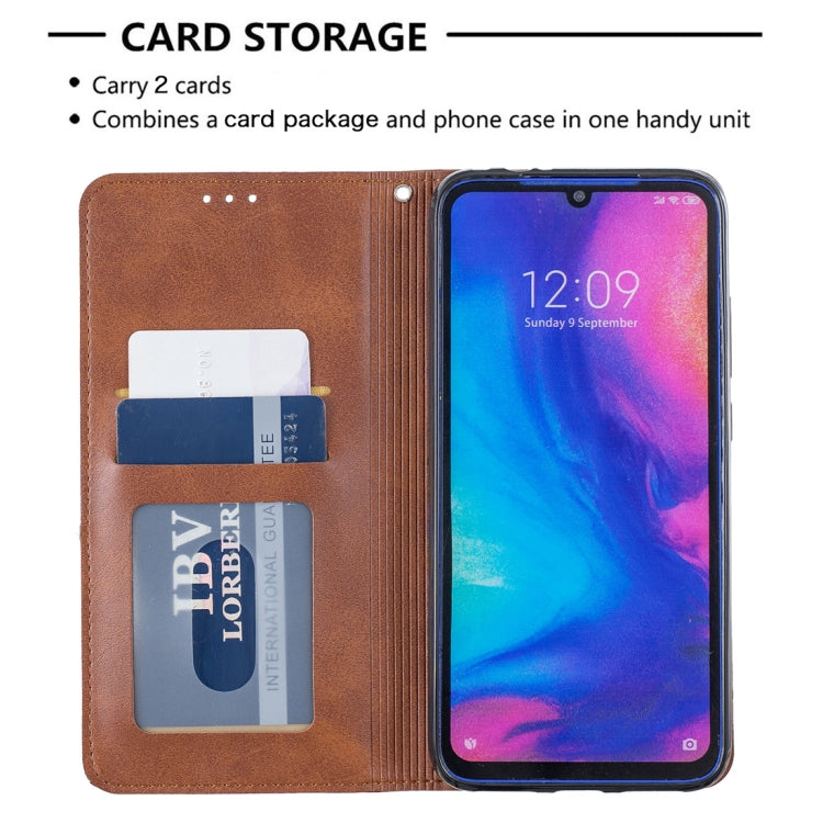 Rhombus Texture Horizontal Flip Magnetic Leather Case with Holder & Card Slots For Xiaomi Redmi Note 7
