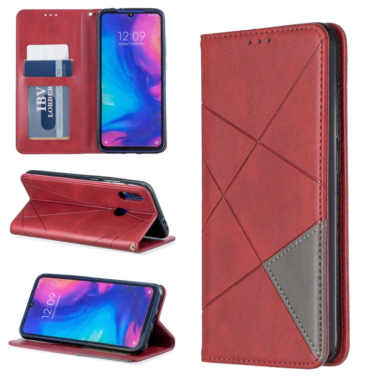 Rhombus Texture Horizontal Flip Magnetic Leather Case with Holder & Card Slots For Xiaomi Redmi Note 7