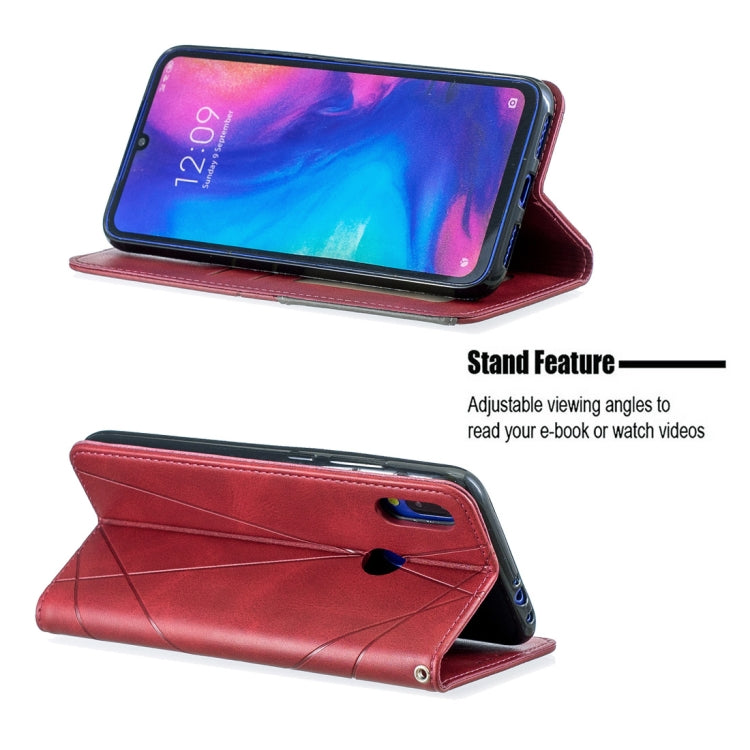Rhombus Texture Horizontal Flip Magnetic Leather Case with Holder & Card Slots For Xiaomi Redmi Note 7