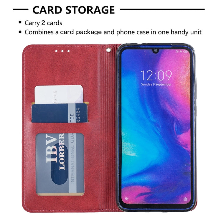 Rhombus Texture Horizontal Flip Magnetic Leather Case with Holder & Card Slots For Xiaomi Redmi Note 7