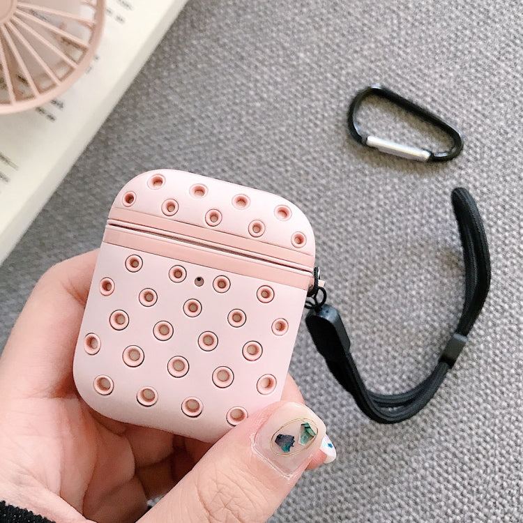 PC+ Silicone Honeycomb Earphone Protective Case for AirPods 1 / 2, with Hook