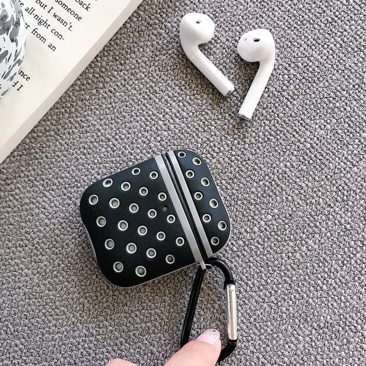 PC+ Silicone Honeycomb Earphone Protective Case for AirPods 1 / 2, with Hook
