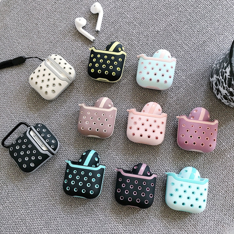 PC+ Silicone Honeycomb Earphone Protective Case for AirPods 1 / 2, with Hook