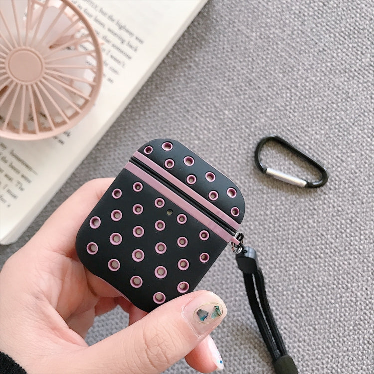PC+ Silicone Honeycomb Earphone Protective Case for AirPods 1 / 2, with Hook