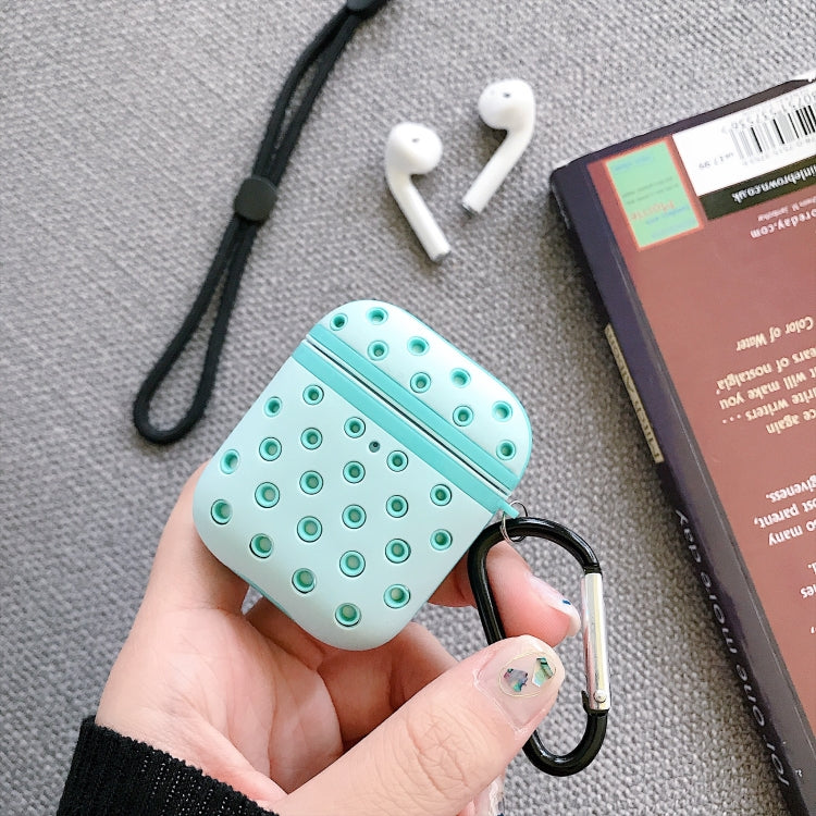 PC+ Silicone Honeycomb Earphone Protective Case for AirPods 1 / 2, with Hook
