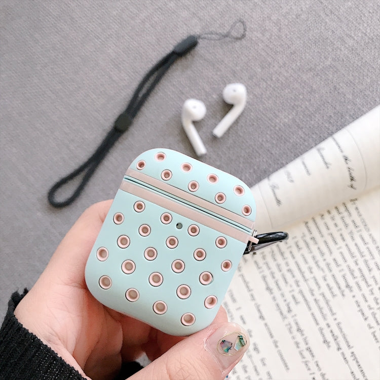 PC+ Silicone Honeycomb Earphone Protective Case for AirPods 1 / 2, with Hook