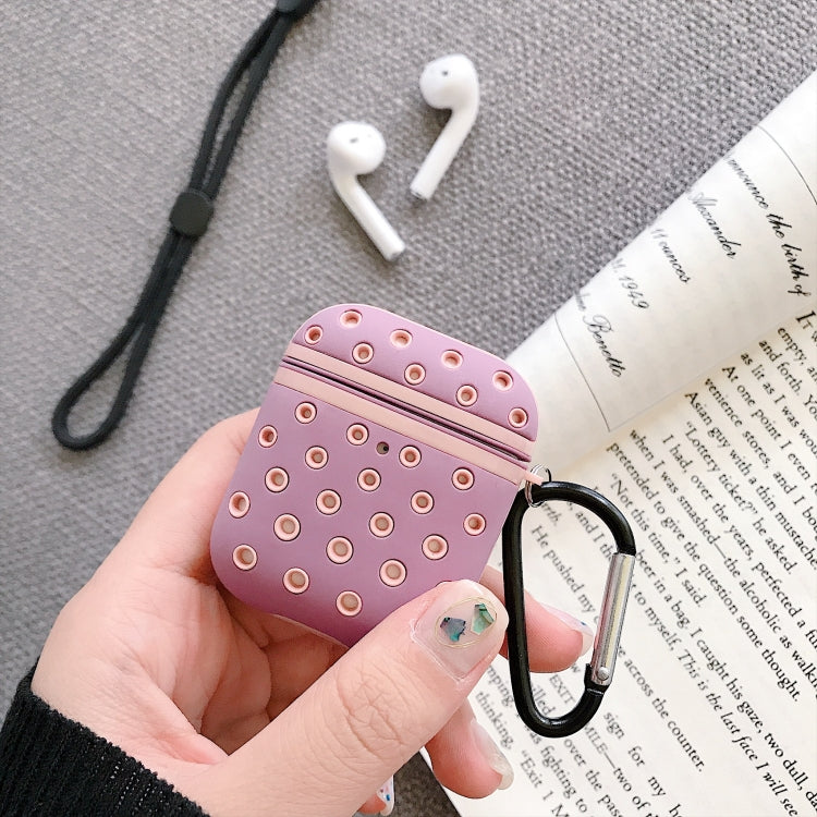 PC+ Silicone Honeycomb Earphone Protective Case for AirPods 1 / 2, with Hook