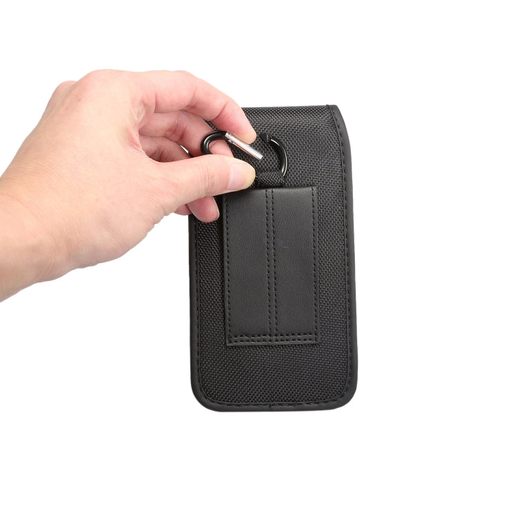 Multi-functional Universal Vertical Oxford Cloth Nylon Fabric Waist Bag With Card Slot for 6.4 Inch or Below Smartphones(Black)