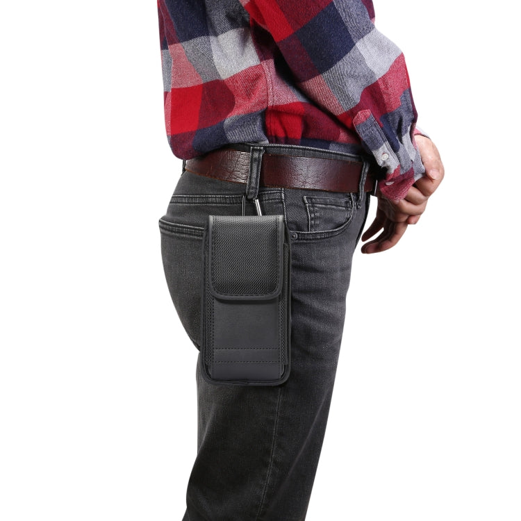 Multi-functional Universal Vertical Oxford Cloth Nylon Fabric Waist Bag With Card Slot for 6.4 Inch or Below Smartphones(Black)