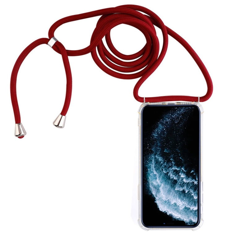 Four-Corner Anti-Fall Transparent TPU Mobile Phone Case With Lanyard for iPhone 11 Pro