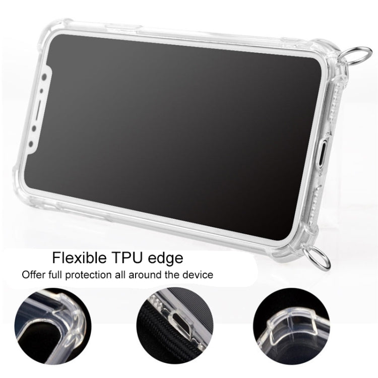 Four-Corner Anti-Fall Transparent TPU Mobile Phone Case With Lanyard for iPhone 11 Pro