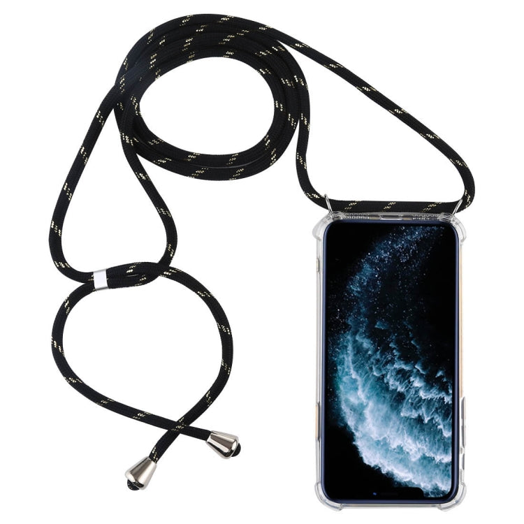 Four-Corner Anti-Fall Transparent TPU Mobile Phone Case With Lanyard for iPhone 11 Pro