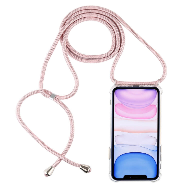 Four-Corner Anti-Fall Transparent TPU Mobile Phone Case With Lanyard for iPhone 11