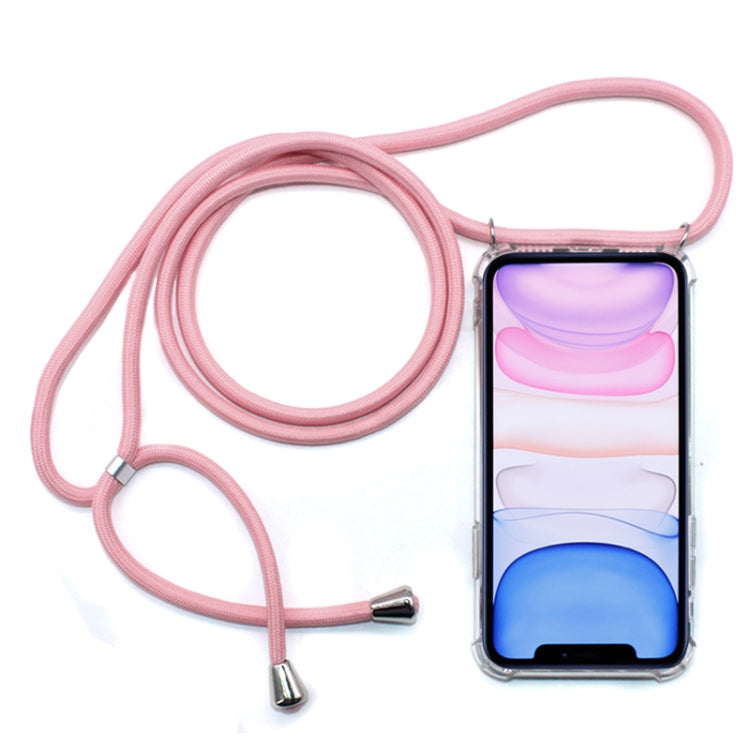 Four-Corner Anti-Fall Transparent TPU Mobile Phone Case With Lanyard for iPhone 11