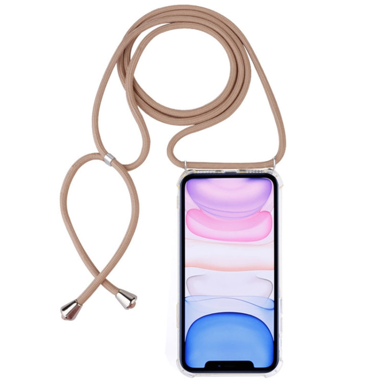 Four-Corner Anti-Fall Transparent TPU Mobile Phone Case With Lanyard for iPhone 11