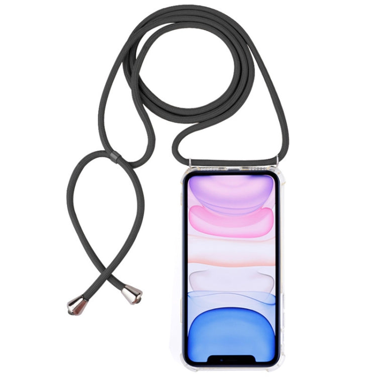 Four-Corner Anti-Fall Transparent TPU Mobile Phone Case With Lanyard for iPhone 11