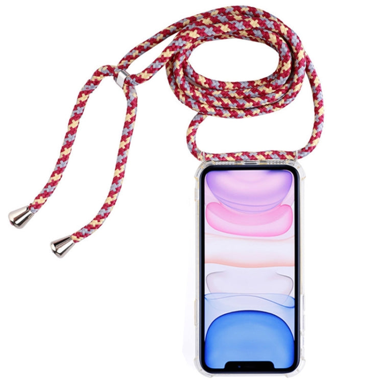 Four-Corner Anti-Fall Transparent TPU Mobile Phone Case With Lanyard for iPhone 11
