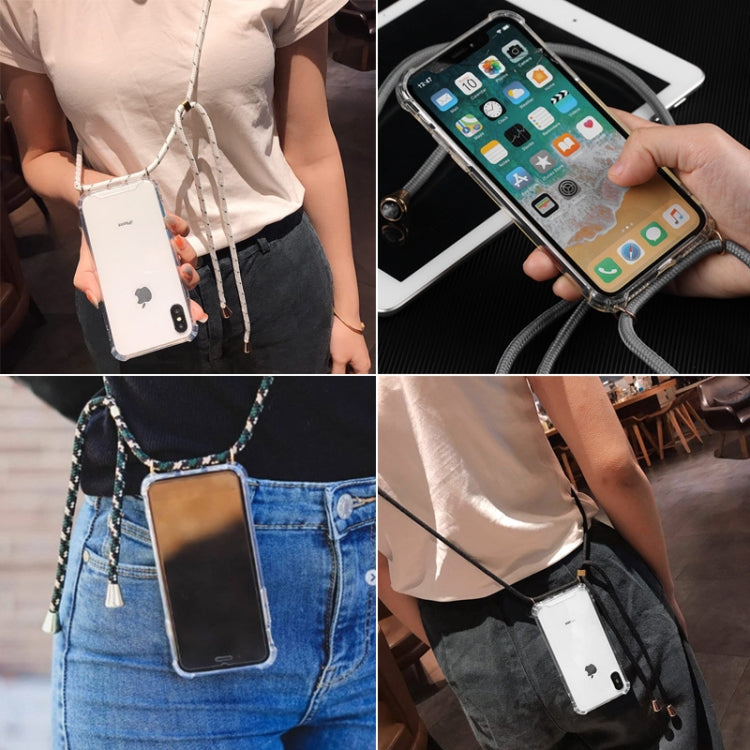 Four-Corner Anti-Fall Transparent TPU Mobile Phone Case With Lanyard for iPhone 11