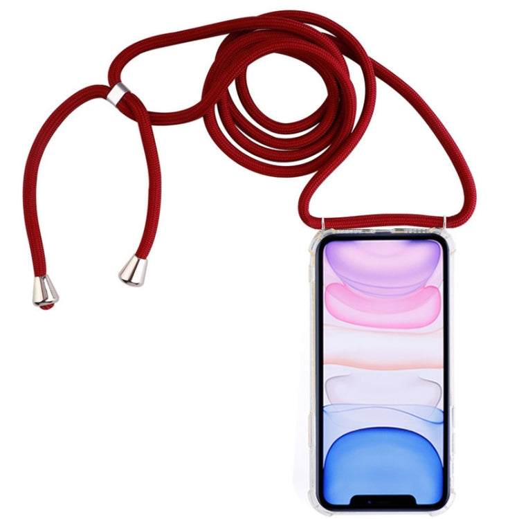 Four-Corner Anti-Fall Transparent TPU Mobile Phone Case With Lanyard for iPhone 11