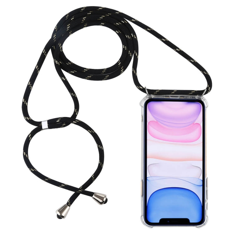 Four-Corner Anti-Fall Transparent TPU Mobile Phone Case With Lanyard for iPhone 11