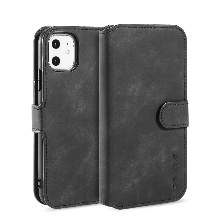 DG.MING Retro Oil Side Horizontal Flip Case with Holder & Card Slots & Wallet for iPhone 11