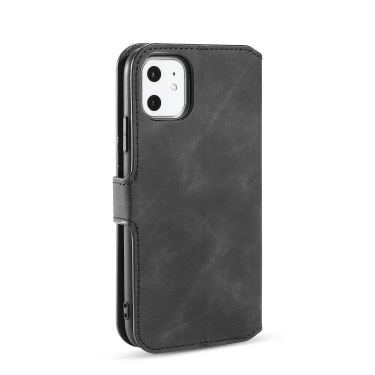 DG.MING Retro Oil Side Horizontal Flip Case with Holder & Card Slots & Wallet for iPhone 11