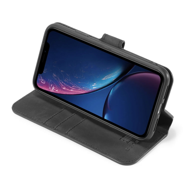 DG.MING Retro Oil Side Horizontal Flip Case with Holder & Card Slots & Wallet for iPhone 11