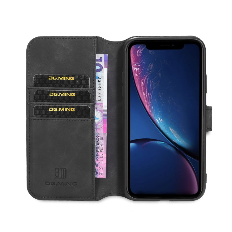 DG.MING Retro Oil Side Horizontal Flip Case with Holder & Card Slots & Wallet for iPhone 11