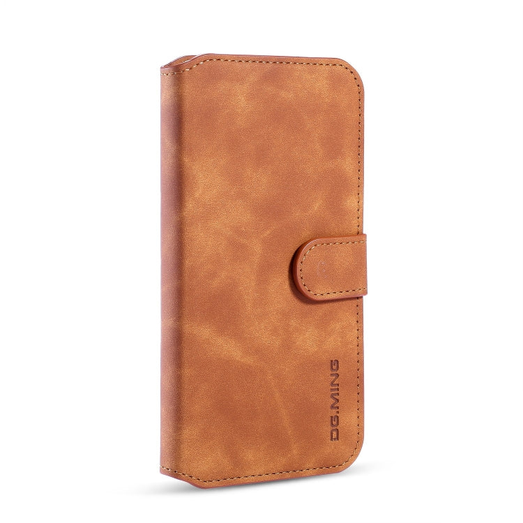 DG.MING Retro Oil Side Horizontal Flip Case with Holder & Card Slots & Wallet for iPhone 11