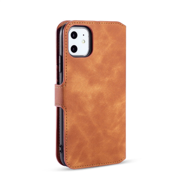 DG.MING Retro Oil Side Horizontal Flip Case with Holder & Card Slots & Wallet for iPhone 11
