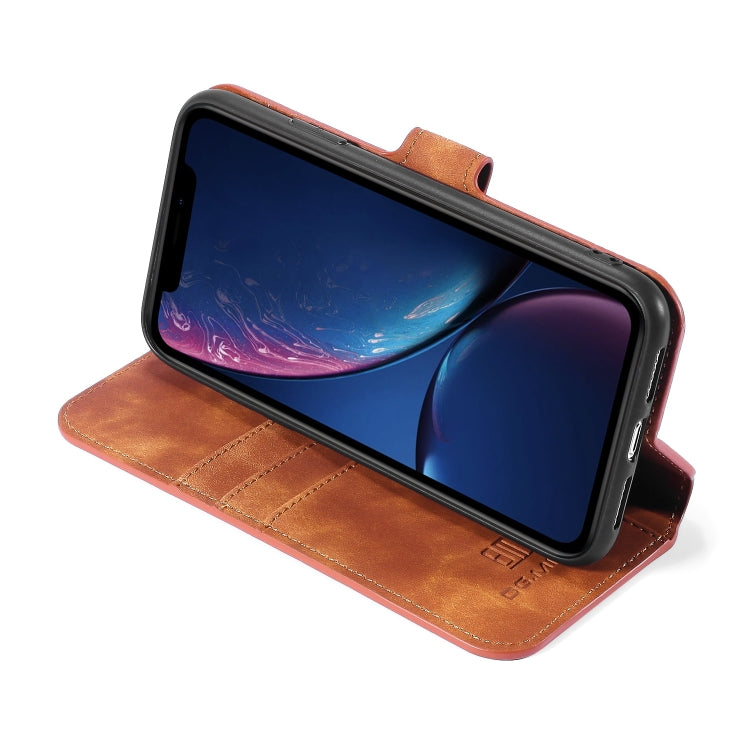 DG.MING Retro Oil Side Horizontal Flip Case with Holder & Card Slots & Wallet for iPhone 11