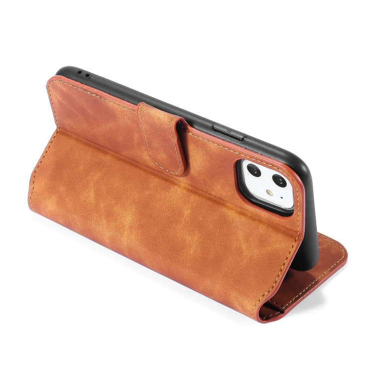 DG.MING Retro Oil Side Horizontal Flip Case with Holder & Card Slots & Wallet for iPhone 11