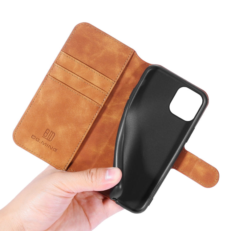 DG.MING Retro Oil Side Horizontal Flip Case with Holder & Card Slots & Wallet for iPhone 11