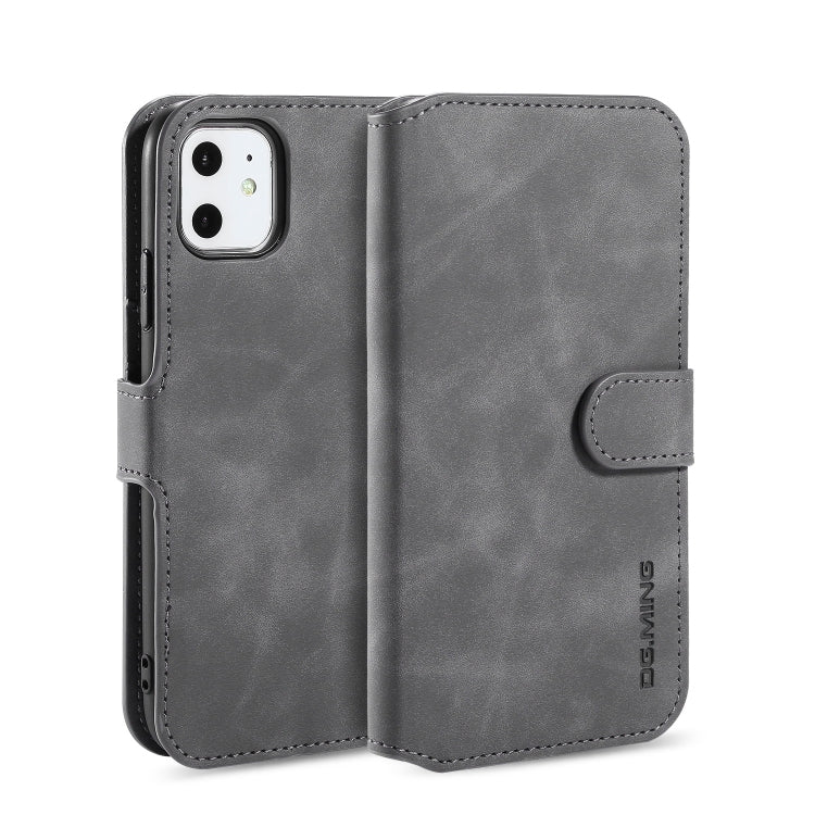 DG.MING Retro Oil Side Horizontal Flip Case with Holder & Card Slots & Wallet for iPhone 11