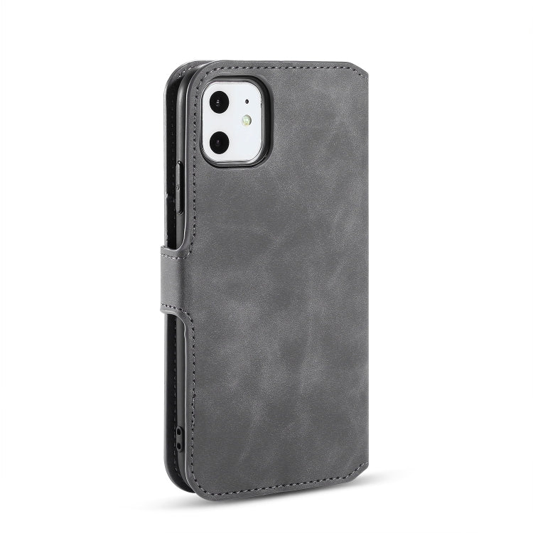 DG.MING Retro Oil Side Horizontal Flip Case with Holder & Card Slots & Wallet for iPhone 11