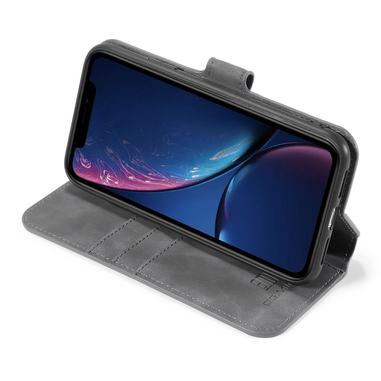 DG.MING Retro Oil Side Horizontal Flip Case with Holder & Card Slots & Wallet for iPhone 11