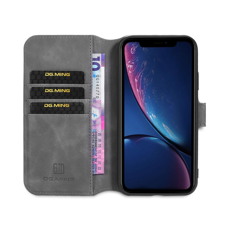 DG.MING Retro Oil Side Horizontal Flip Case with Holder & Card Slots & Wallet for iPhone 11